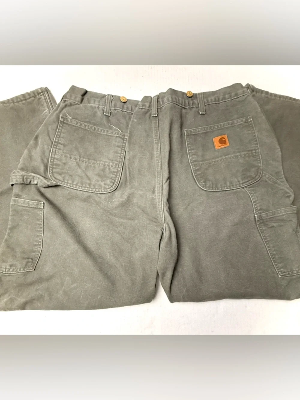 Carhartt B111 MOS Flannel Lined Pants Men 40x30 Green Duck Canvas Original Fit